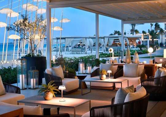 Restaurant ved Marassi Marina med utsikt over Middelhavet på Egypts middelhavskyst