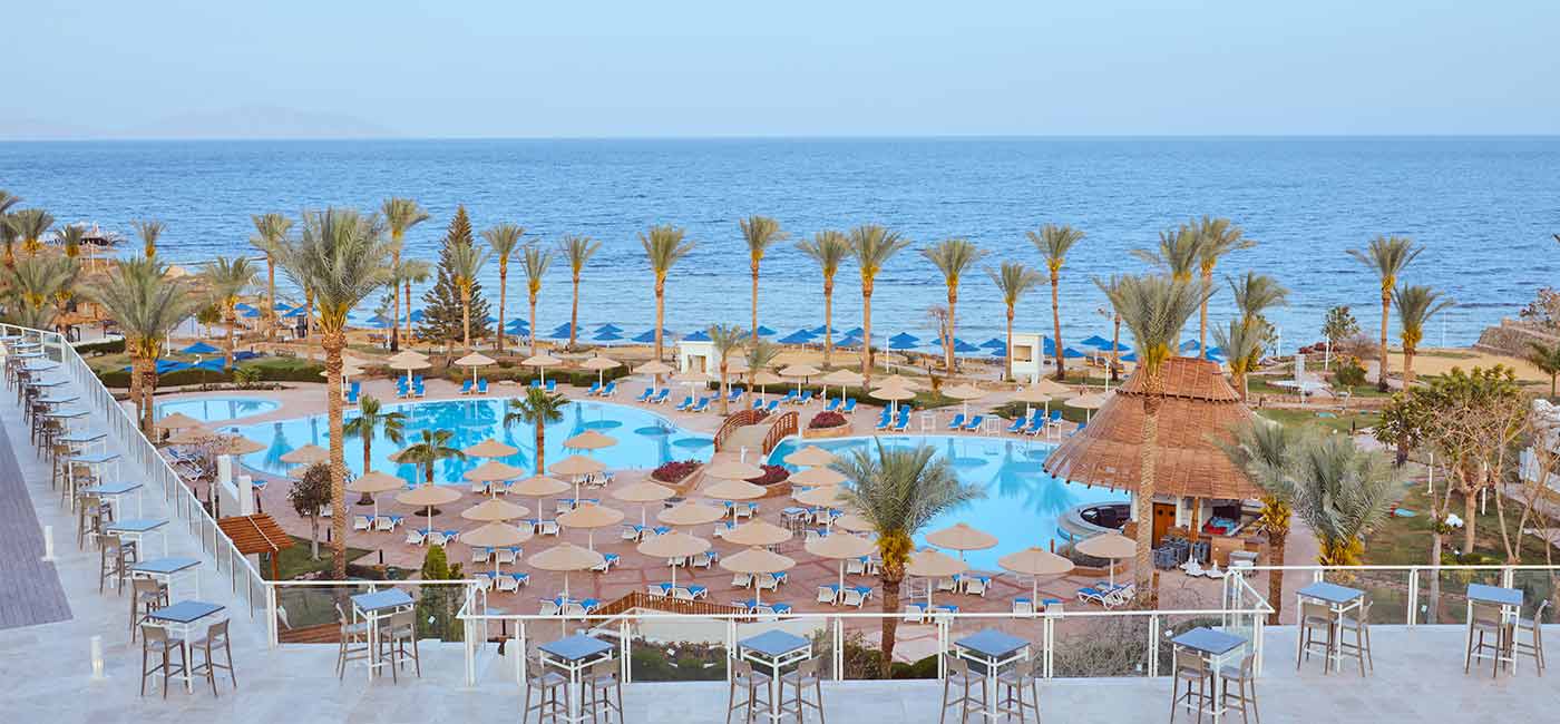 Udsigt til havet fra resort i Sharm el Sheikh, Egypten